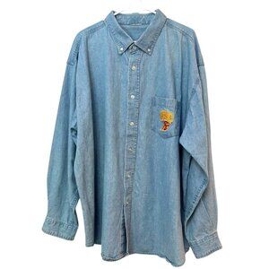 USC TROJANS Blue Denim Button Down Shirt Mens Size 4XL Long Sleeve Great Shape!